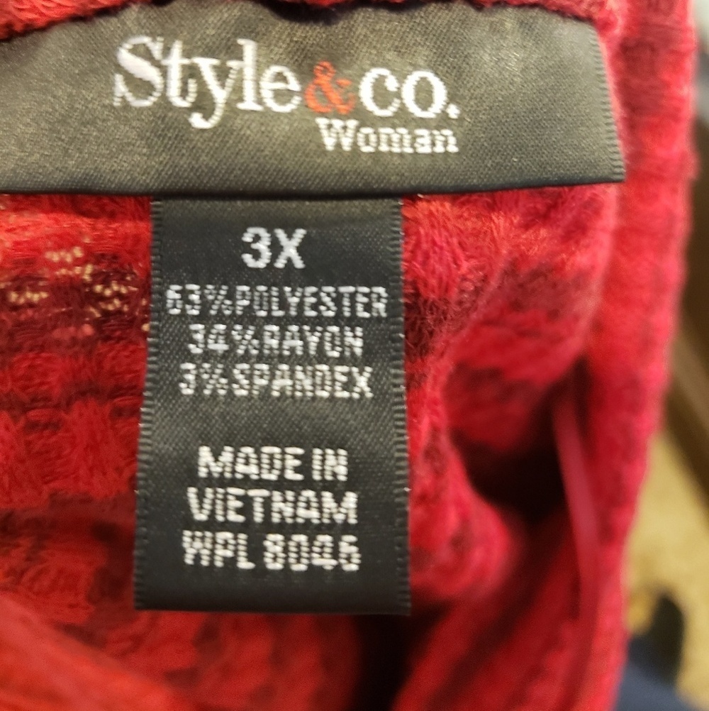 Style & Co. Red Ribbed Knit Striped Cowl Neck Sweater NTW - Picture 6 of 7